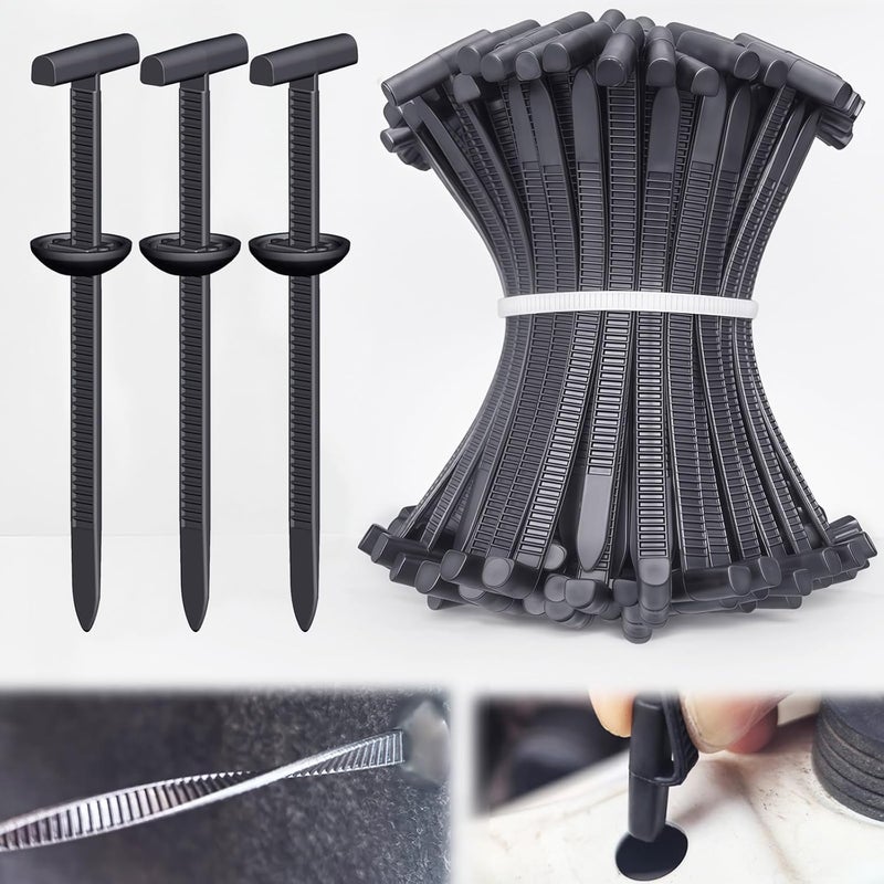 ILKCC Upgraded Nylon Universal Cable Tie Buckles - Nylon Zip Ties Holders Kit, Automotive Zipper Clips Self-Locking T Rivet Zipties for Car Fender Trunk Bumper Repair, Home & Garage(100Pcs) - Image 2